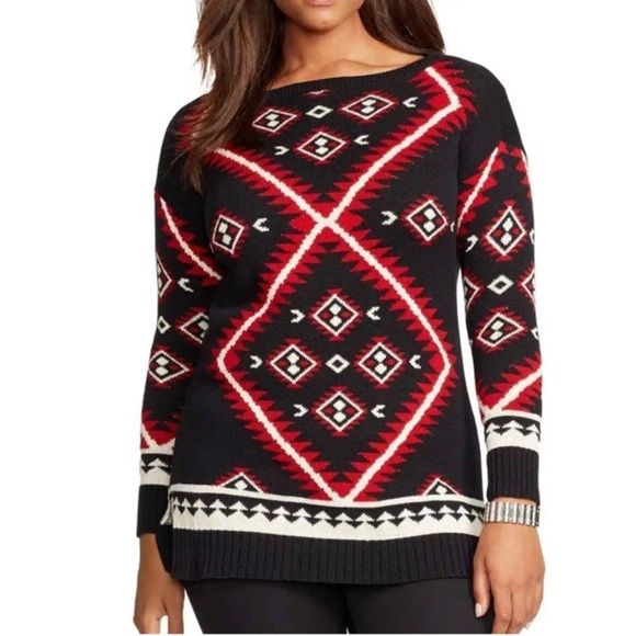 Ralph Lauren Southwestern Tunic Sweater Aztec Size Large - Picture 1 of 11